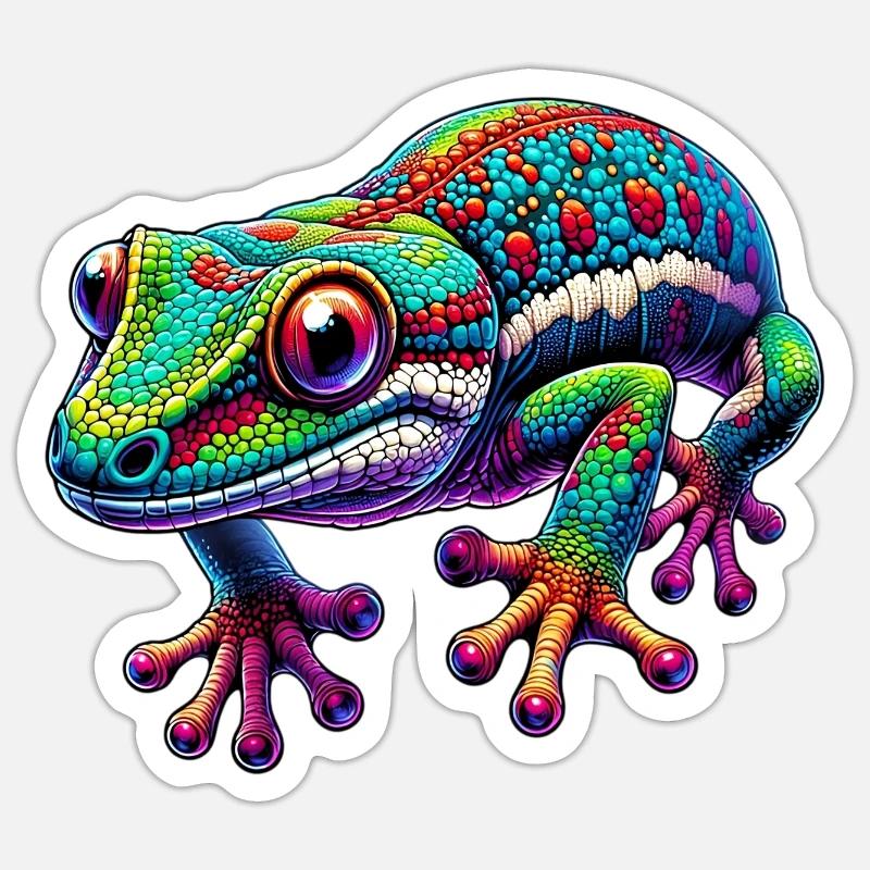 Gecko - Sticker taille S (10 x 10 cm) - blanc mat