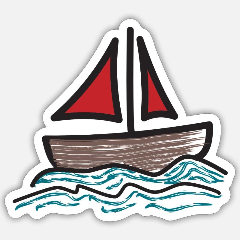 Schiff, Segeln, Boot - Sticker Größe S (10 x 10 cm) - Mattweiß