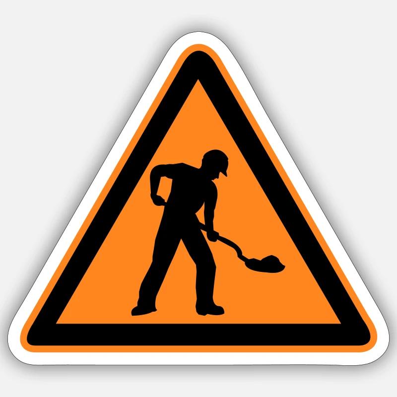 Sign road construction construction site Sticker size S (10 x 10 cm)