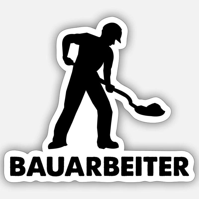 bauarbeiter baustelle 1 - Sticker Größe S (10 x 10 cm) - Mattweiß