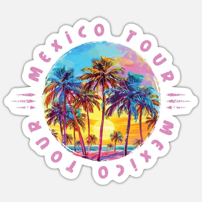 Mexico Tour Palm Trees - Sticker size S (10 x 10 cm) - white matte