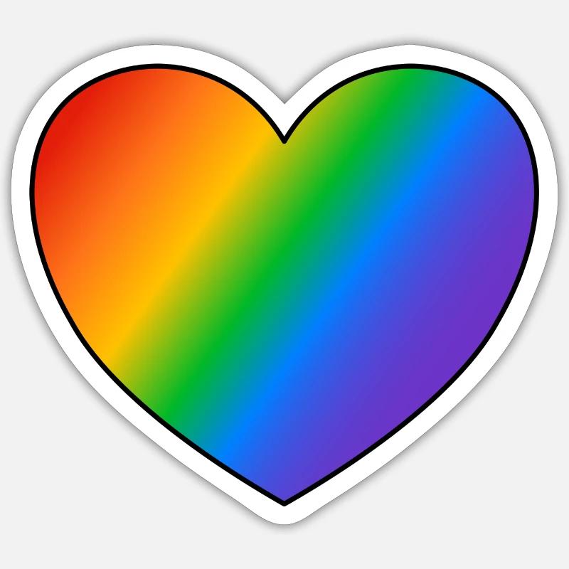 Regenbogen Herz Pride Flagge - Sticker Größe S (10 x 10 cm) - Mattweiß