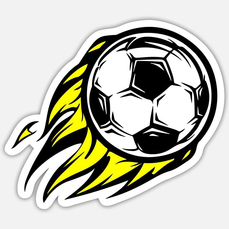 Le football brûle le feu - Sticker taille S (10 x 10 cm) - blanc mat