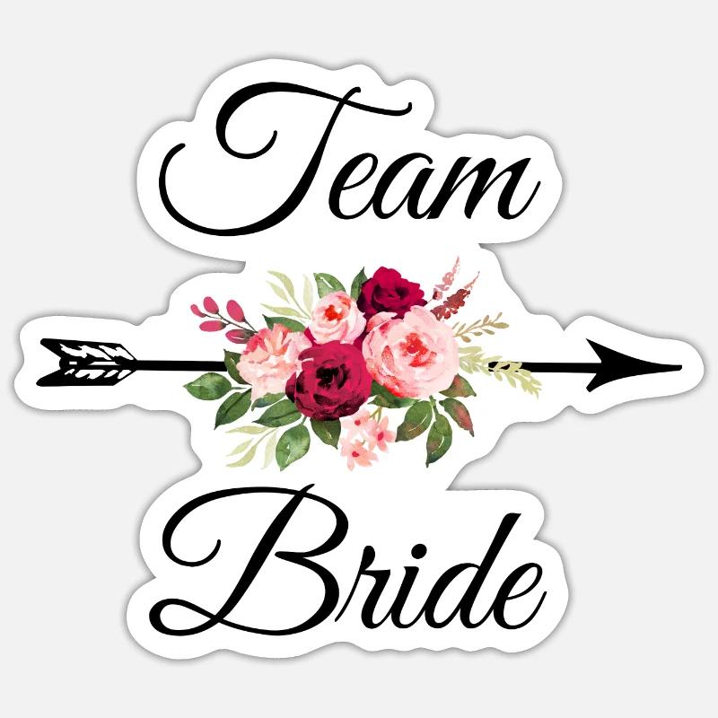 Team bride bouquet de fleurs flèche Sticker taille S (10 x 10 cm)
