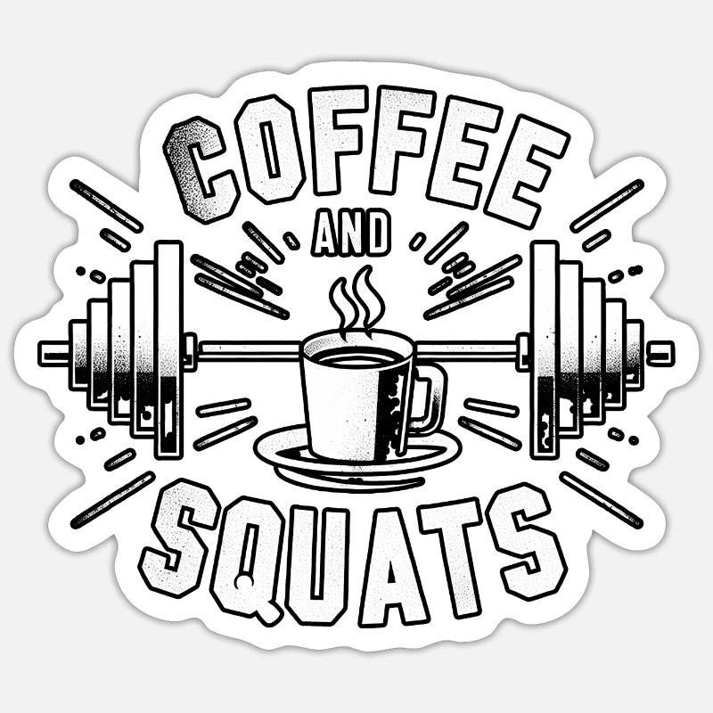 Coffee And Squats 12 - Sticker size S (10 x 10 cm) - white matte