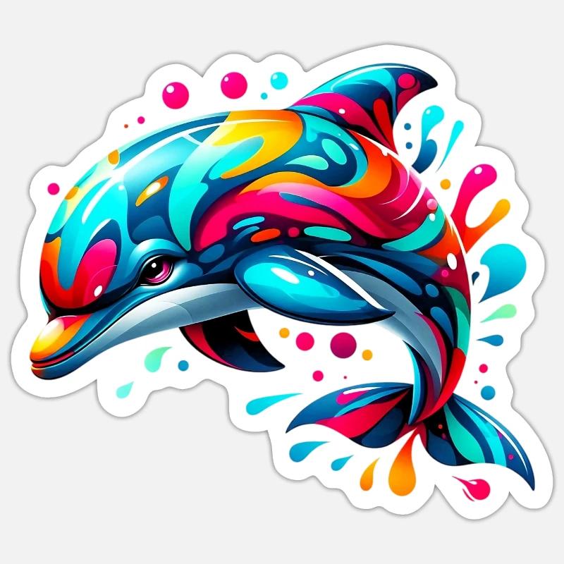 Delfin - Sticker Größe S (10 x 10 cm) - Mattweiß
