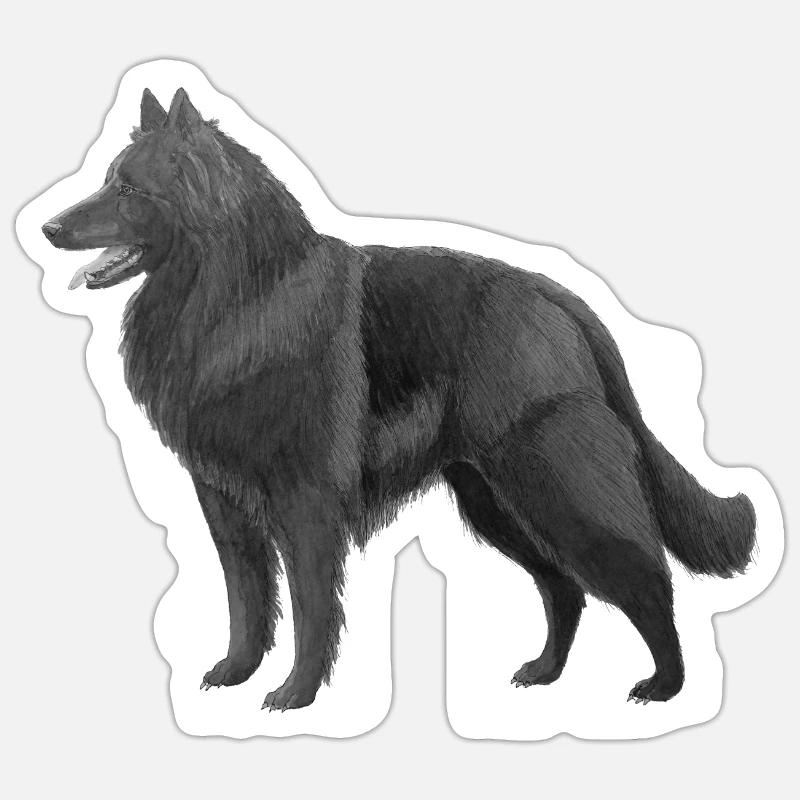 Groenendael - Sticker Größe S (10 x 10 cm) - Mattweiß