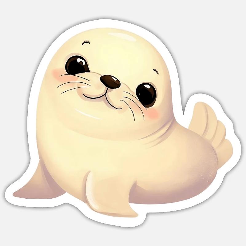 Phoque - Sticker taille S (10 x 10 cm) - blanc mat
