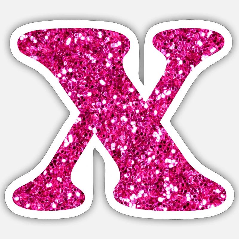 Glitzer Pink x Buchstabe x - Sticker Größe S (10 x 10 cm) - Mattweiß