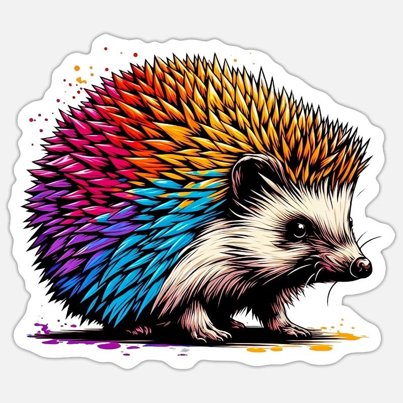 Hérisson - Sticker taille S (10 x 10 cm) - blanc mat