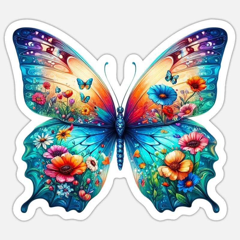 Papillon - Sticker taille S (10 x 10 cm) - blanc mat