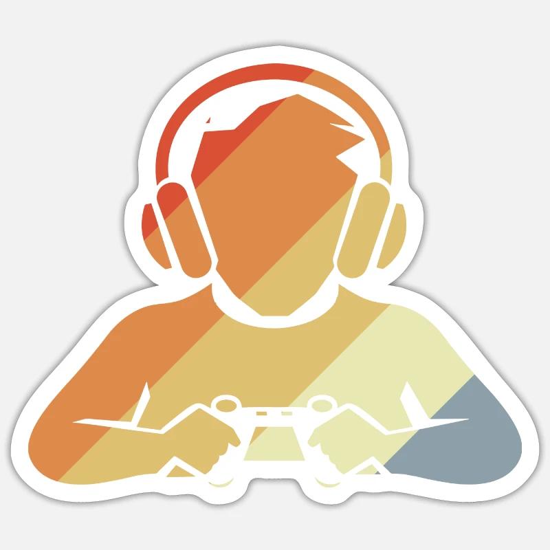 Look rétro gamer - Sticker taille S (10 x 10 cm) - blanc mat