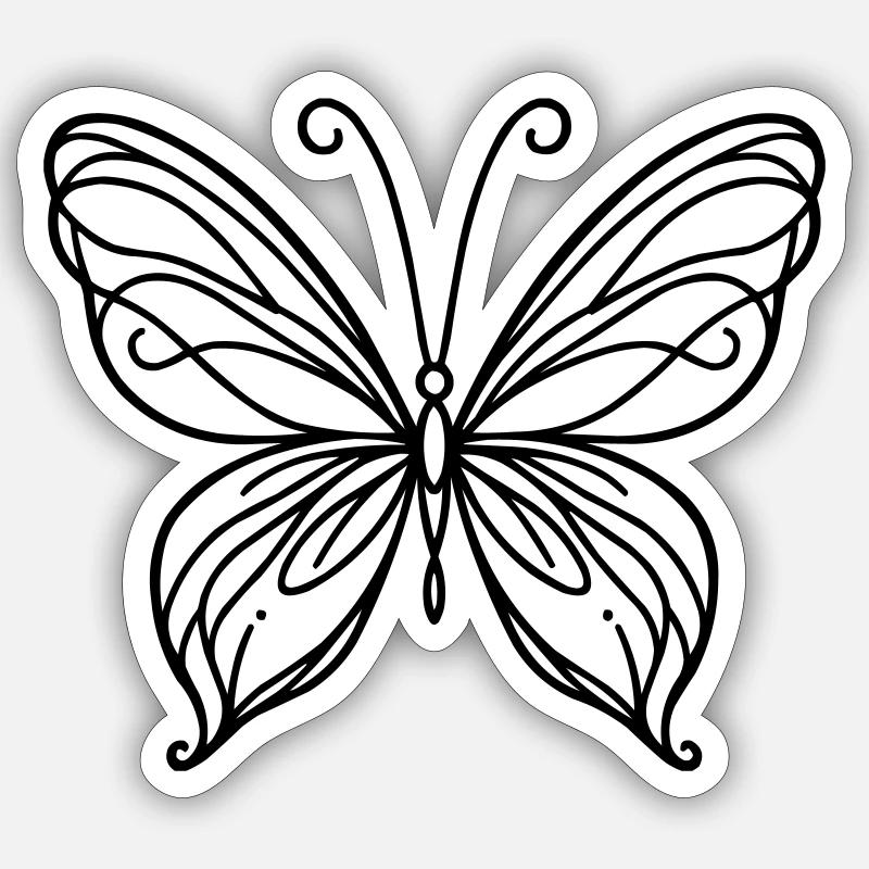 Papillon - Sticker taille S (10 x 10 cm) - blanc mat