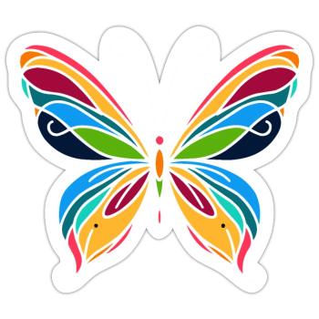 Papillon - Sticker taille S (10 x 10 cm) - blanc mat - Devant