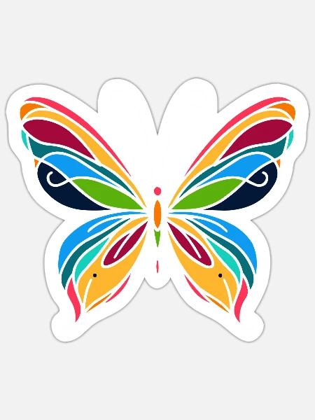 Schmetterling - Sticker Größe S (10 x 10 cm) - Mattweiß