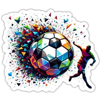 joueur de football dynamique jouant au football - Sticker taille S (10 x 10 cm) - blanc mat - Devant