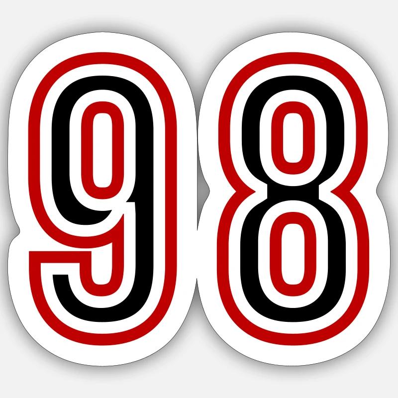 98 Number Years Jersey - Sticker size S (10 x 10 cm) - white matte