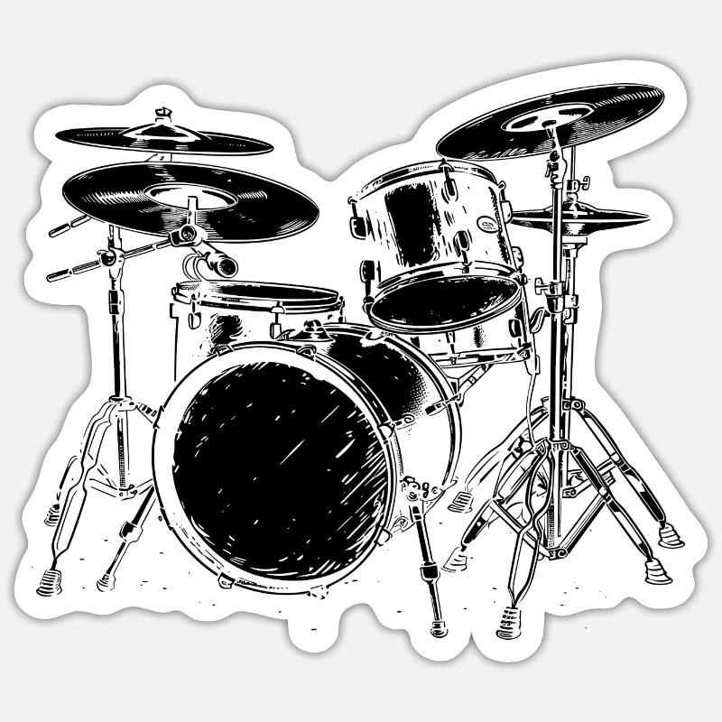 Drumkit Drawing - Sticker size S (10 x 10 cm) - white matte