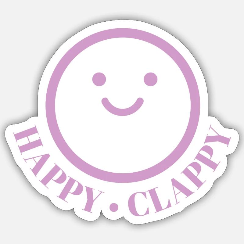 Happy Clappy - Sticker Größe S (10 x 10 cm) - Mattweiß