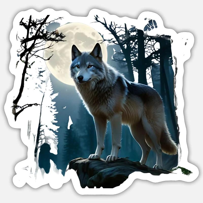Wolfsmond - Sticker Größe S (10 x 10 cm) - Mattweiß
