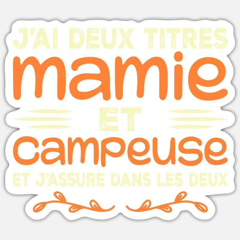 Zwei Titel Granny Camper | Oma | Camping - Sticker Größe S (10 x 10 cm) - Mattweiß