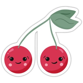 Cerises - Sticker taille S (10 x 10 cm) - blanc mat - Devant