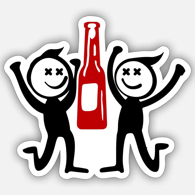 Junggesellenabschied Team Strichmännchen - Sticker Größe S (10 x 10 cm) - Mattweiß