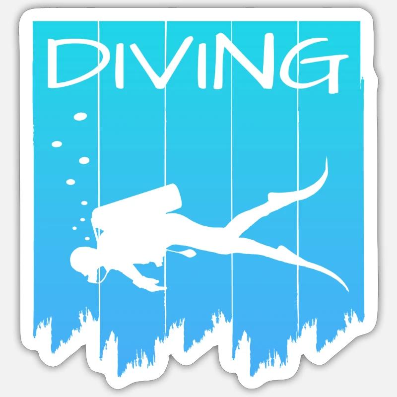 Tauchen Diving Dive - Sticker Größe S (10 x 10 cm) - Mattweiß