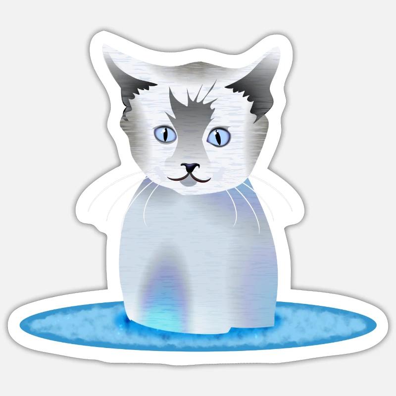 Katze - Sticker Größe S (10 x 10 cm) - Mattweiß