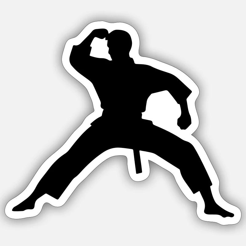 Karate Man Silhouette - Sticker size S (10 x 10 cm) - white matte