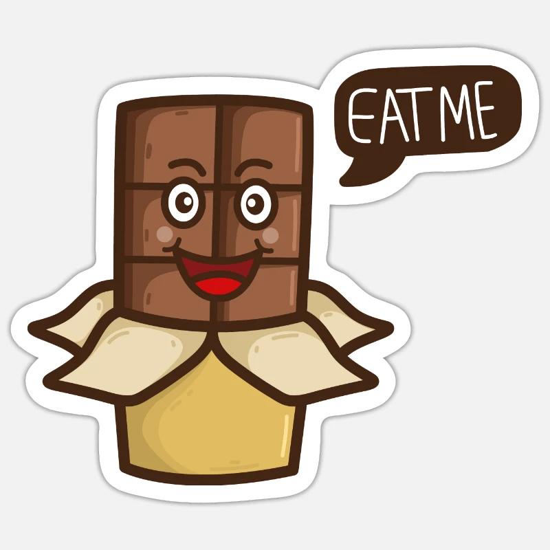Schokolade Comic lustige Bilder Sticker Größe S (10 x 10 cm)