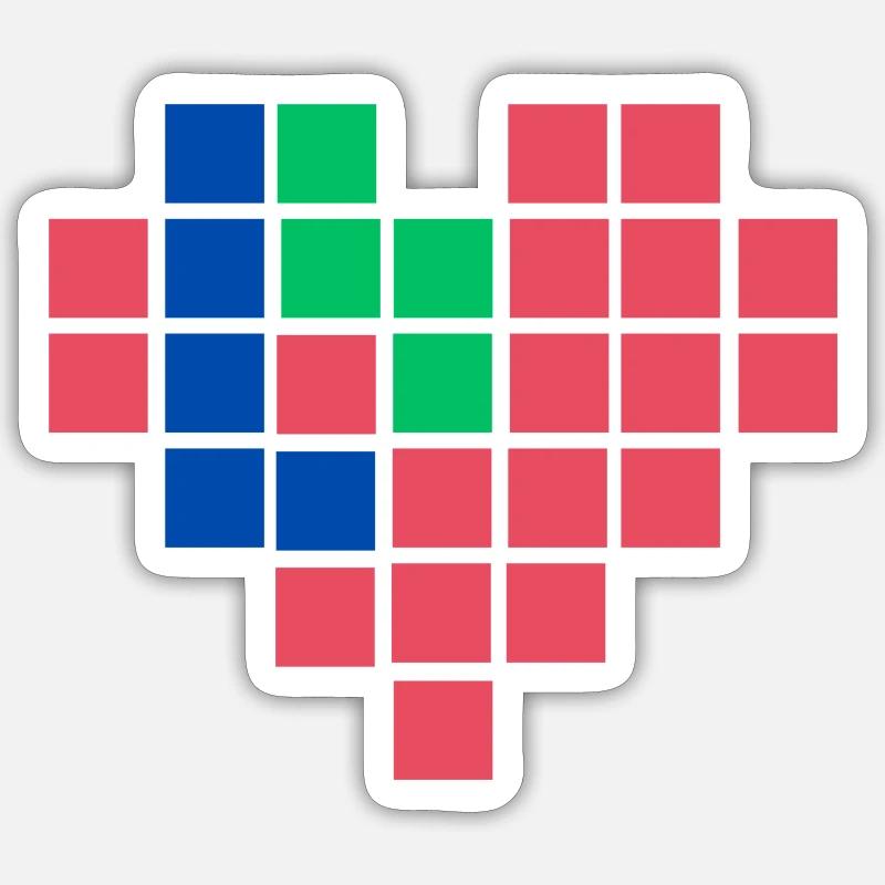 Pixel-Herz Sticker Größe S (10 x 10 cm)