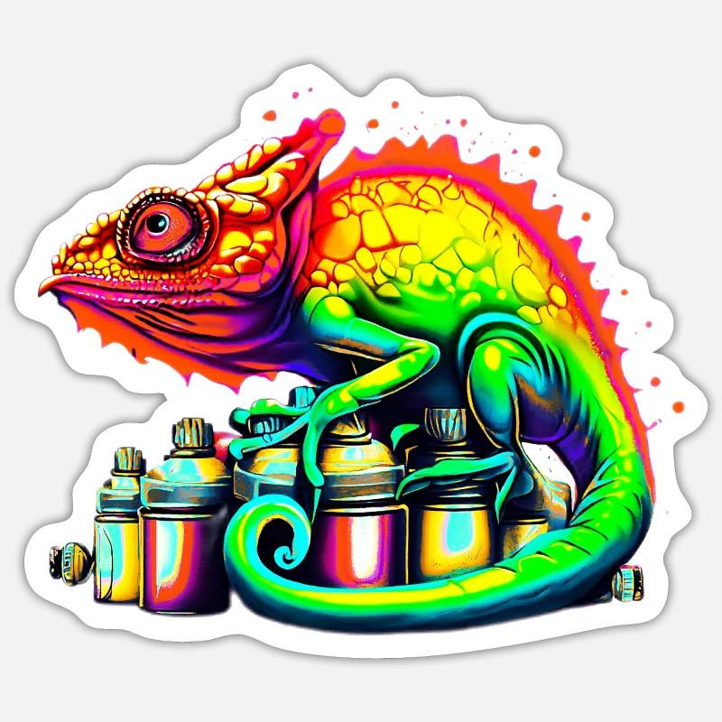 Caméléon - Sticker taille S (10 x 10 cm) - blanc mat