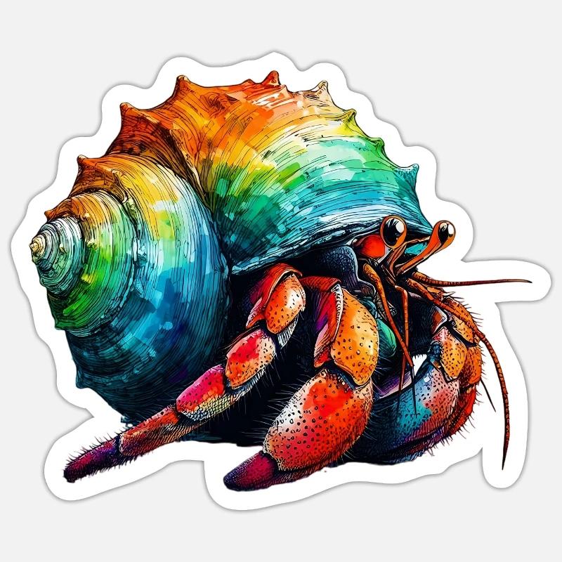 Bernard-l'ermite - Sticker taille S (10 x 10 cm) - blanc mat