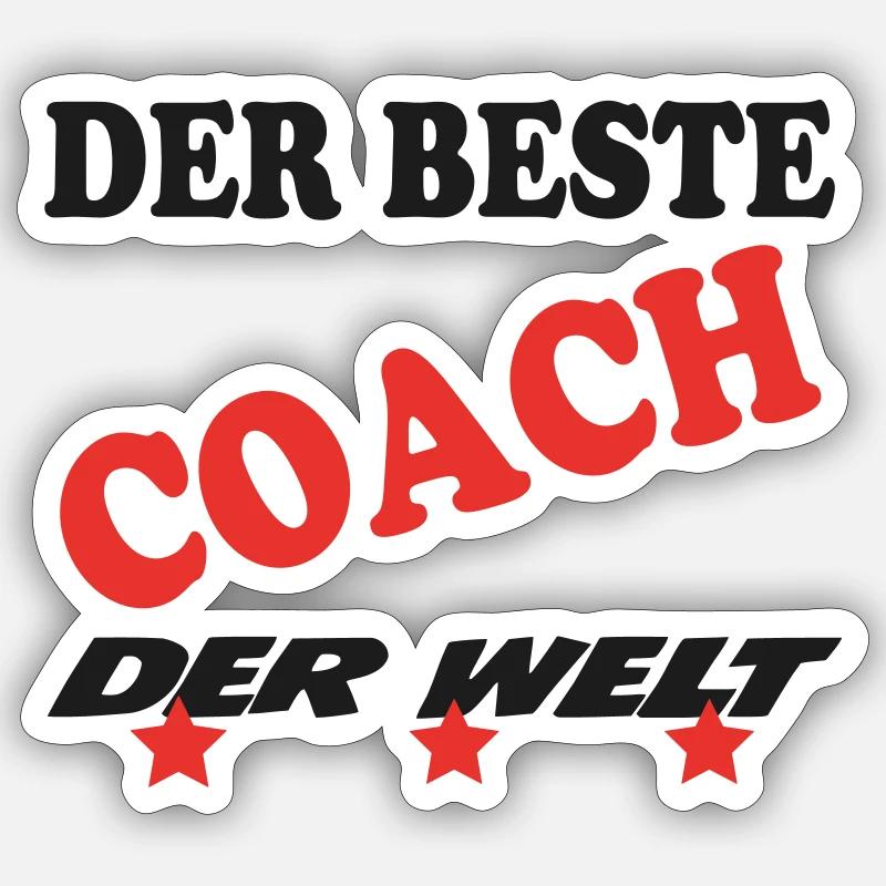DER BESTE COACH - Sticker Größe S (10 x 10 cm) - Mattweiß
