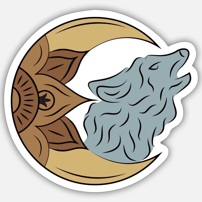Moon Wolf Art - Sticker size S (10 x 10 cm) - white matte