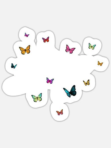 LINN - Mädchen Name mit bunten Schmetterlingen - Sticker Größe S (10 x 10 cm) - Mattweiß