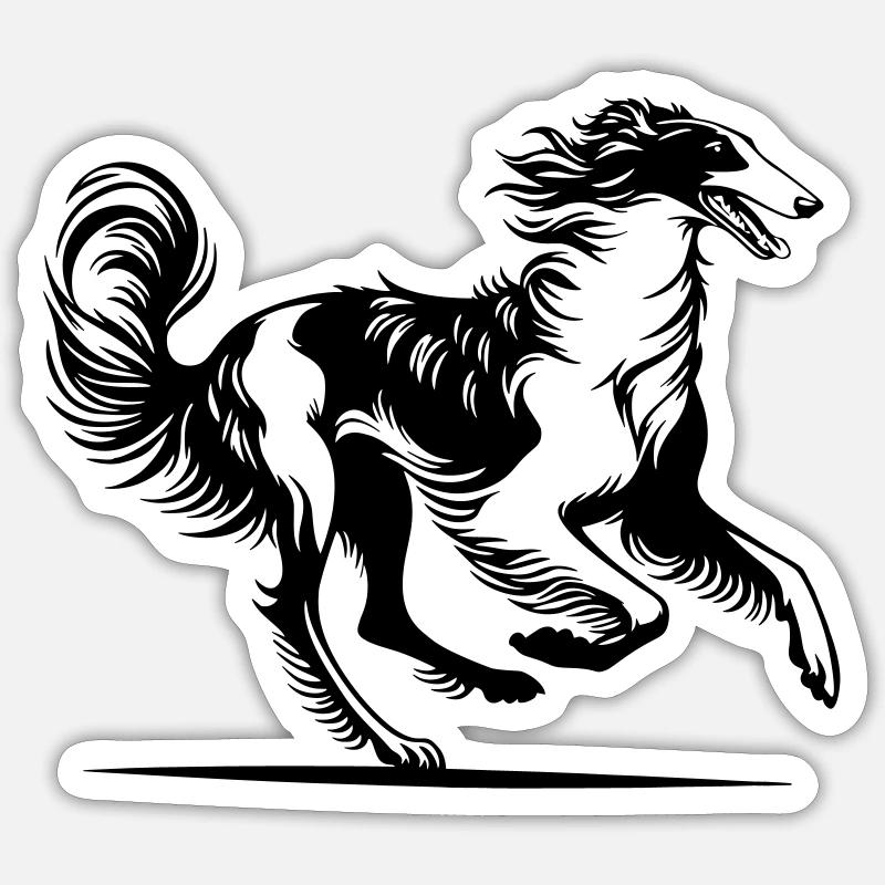 Barzoï - Sticker taille S (10 x 10 cm) - blanc mat