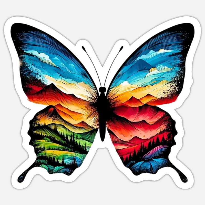 Papillon - Sticker taille S (10 x 10 cm) - blanc mat