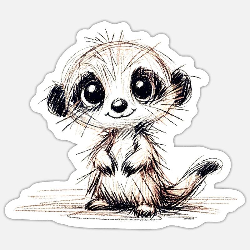 Suricate - Sticker taille S (10 x 10 cm) - blanc mat