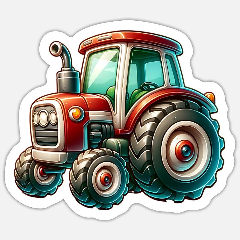 Tracteur - Sticker taille S (10 x 10 cm) - blanc mat
