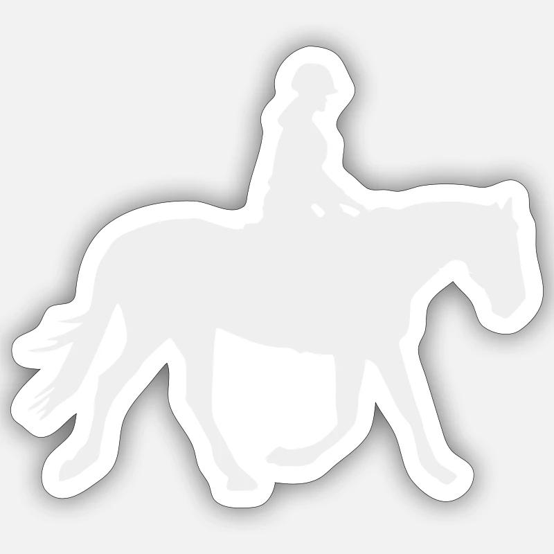 Cavalier Cheval - Sticker taille S (10 x 10 cm) - blanc mat
