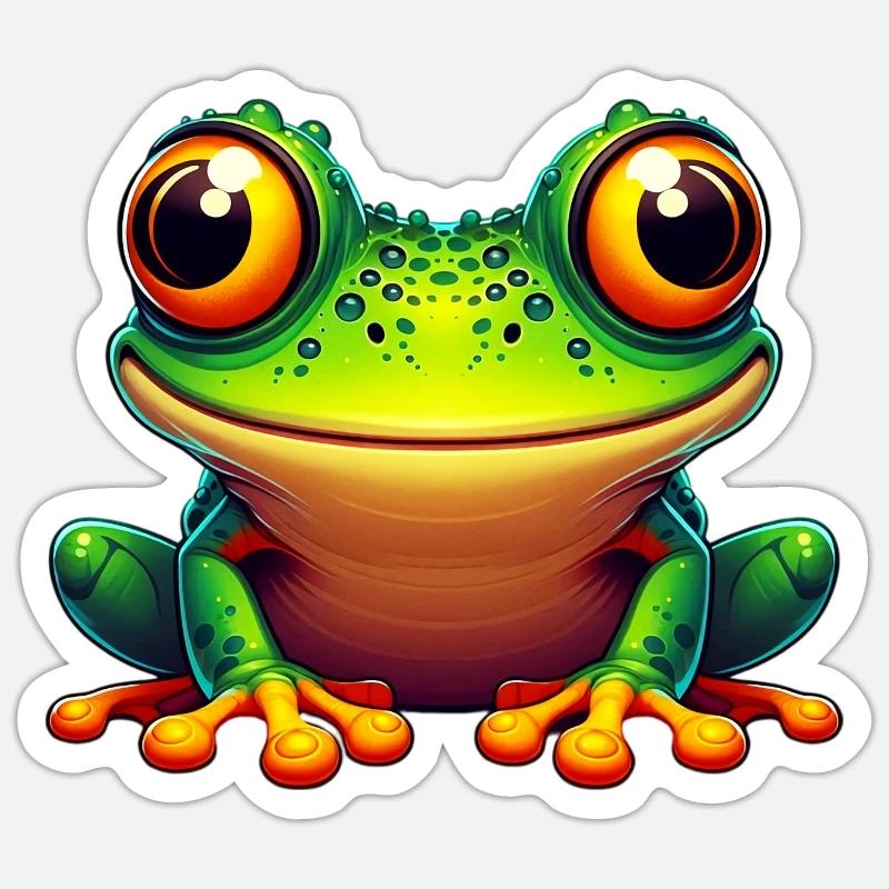Frosch - Sticker Größe S (10 x 10 cm) - Mattweiß