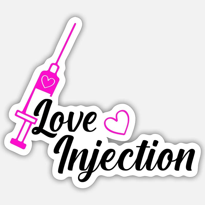 injection d’amour - Sticker taille S (10 x 10 cm) - blanc mat