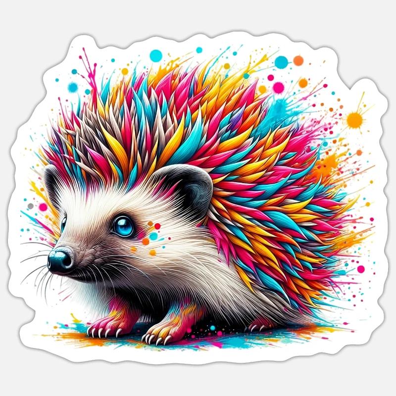 Hérisson - Sticker taille S (10 x 10 cm) - blanc mat