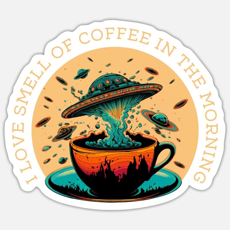 J’aime l’odeur du café le matin Sticker taille S (10 x 10 cm)