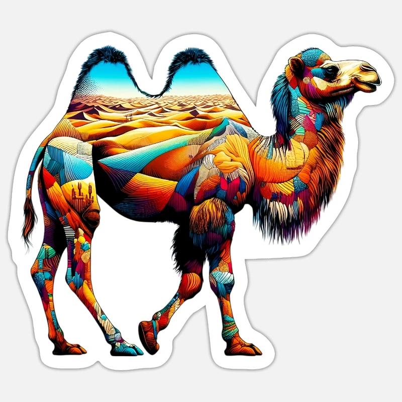 Chameau - Sticker taille S (10 x 10 cm) - blanc mat