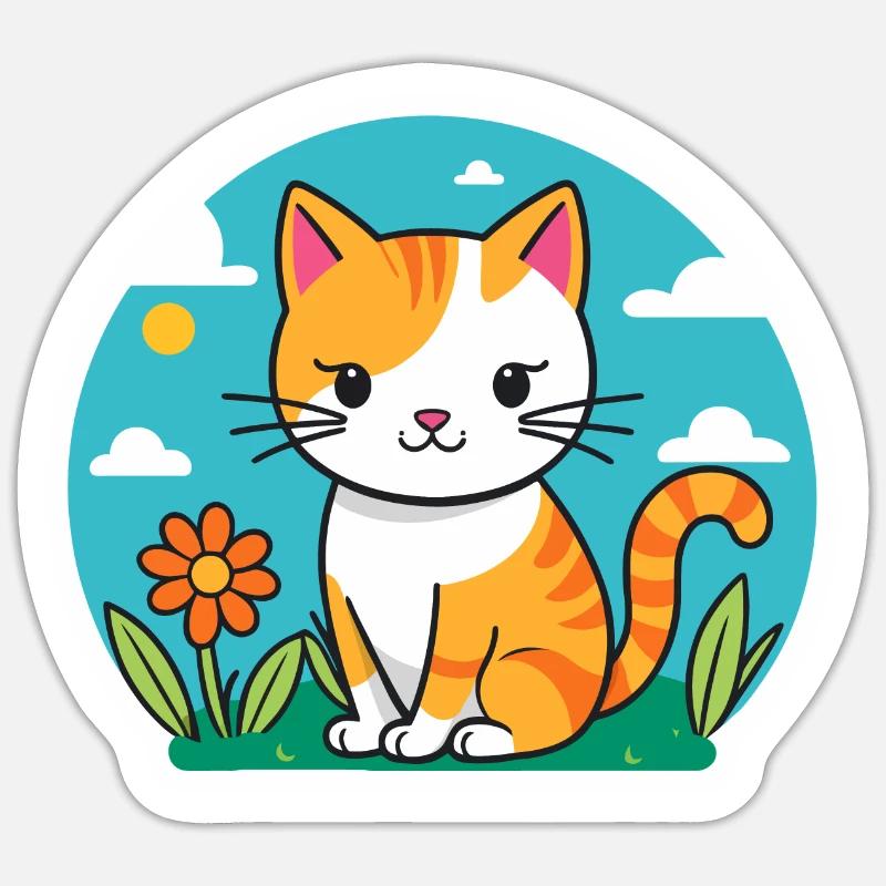 süßes Kätzchen - Sticker Größe S (10 x 10 cm) - Mattweiß