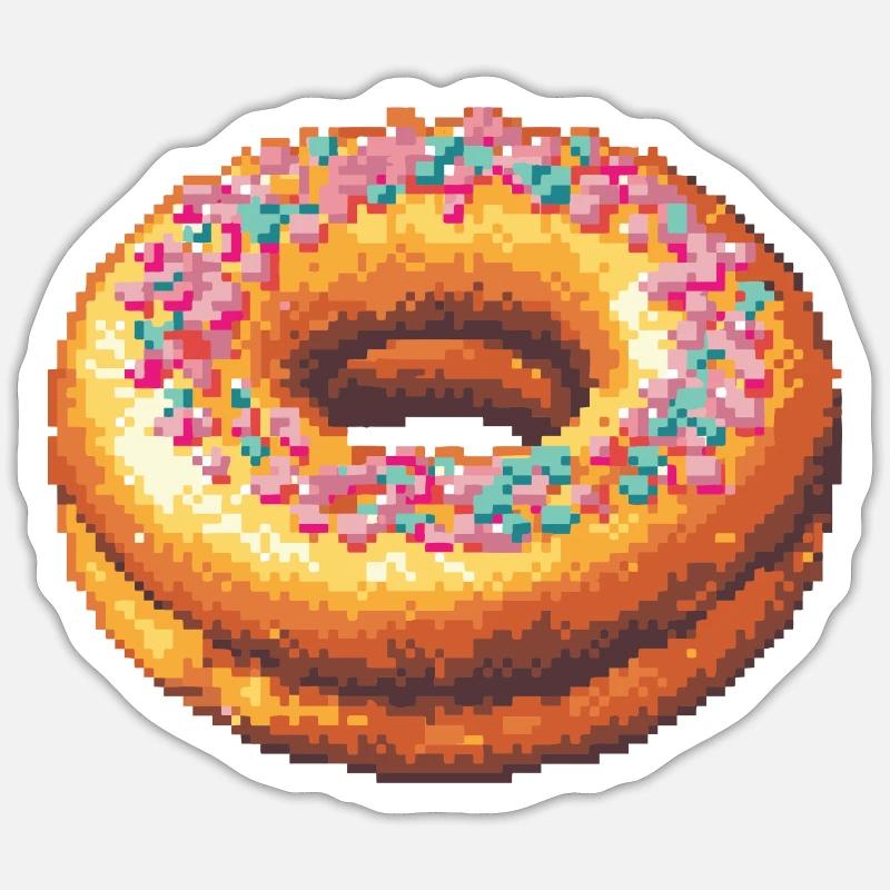 Icône de pixel en forme de beignet Sticker taille S (10 x 10 cm)