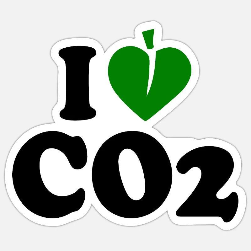 I love co2 - Sticker taille S (10 x 10 cm) - blanc mat